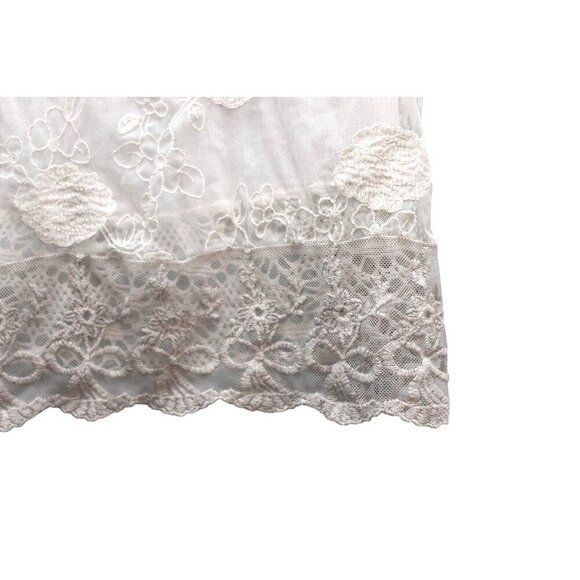 Ali Miles Tunic Blouse Size Small Ivory Floral Sheer Lace Beach Boho Lagenlook - Picture 7 of 10